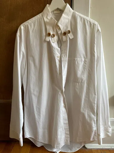 Pre-owned Yohji Yamamoto Pour Homme Button Design Collar Shirt White M