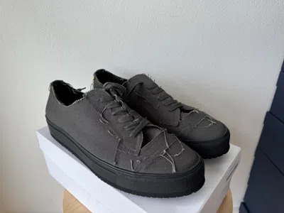 Pre-owned Yohji Yamamoto Pour Homme Canvas Low Top Sneaker 44 10 Khaki In Grey