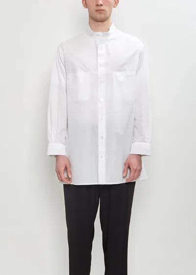 Yohji Yamamoto Pour Homme Chain Stitch No Collar Shirt In White