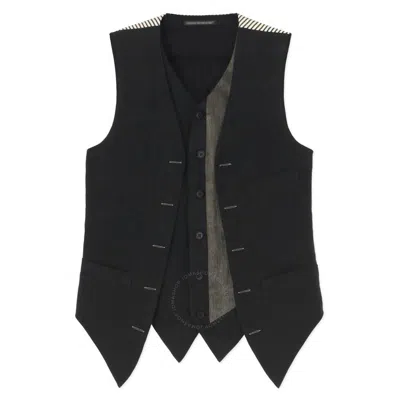 Yohji Yamamoto Pour Homme Double Switching Vest In Black