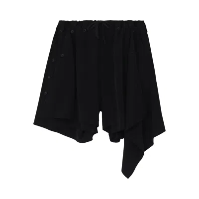 Pre-owned Yohji Yamamoto Pour Homme Drape Panel Attached Short Pants 'black' | Men's Size 3