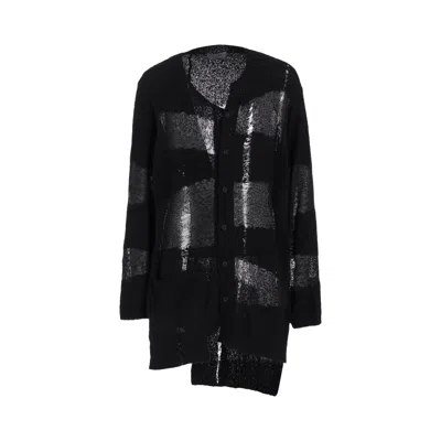 Pre-owned Yohji Yamamoto Pour Homme Dropped Stitch Uneven Cardigan 'black' | Men's Size 3