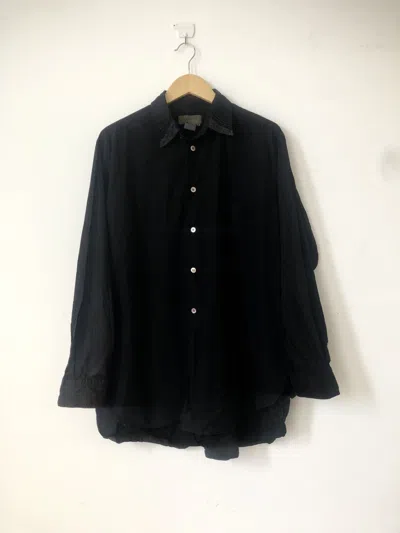 Pre-owned Yohji Yamamoto Pour Homme Ethnic Collar Shirt In Black