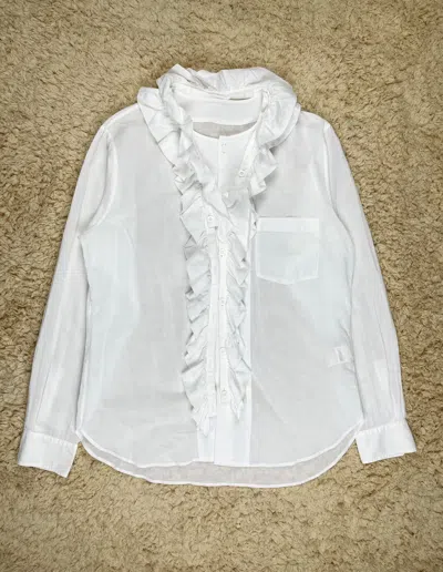 Pre-owned Yohji Yamamoto Pour Homme Fringed Shirt In White