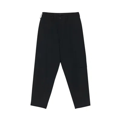 Pre-owned Yohji Yamamoto Pour Homme Gabardine Y-side Seam Tuck Pants 'black' | Men's Size 3