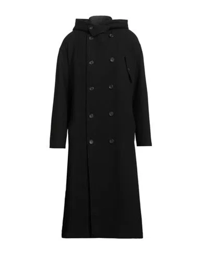 Yohji Yamamoto Pour Homme Man Coat Black Size 3 Wool, Nylon