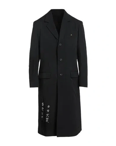 Yohji Yamamoto Pour Homme Man Coat Black Size 4 Wool, Rayon, Nylon