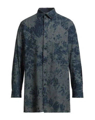 Yohji Yamamoto Pour Homme Man Shirt Midnight Blue Size 4 Cotton, Linen
