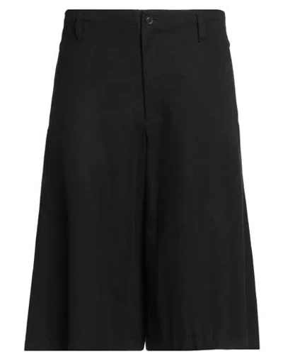 Yohji Yamamoto Pour Homme Man Shorts & Bermuda Shorts Black Size 3 Cotton, Linen, Wool