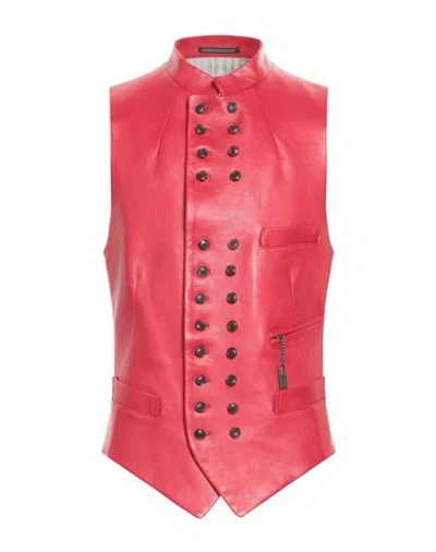 Yohji Yamamoto Pour Homme Man Tailored Vest Red Size 4 Leather, Cotton, Linen