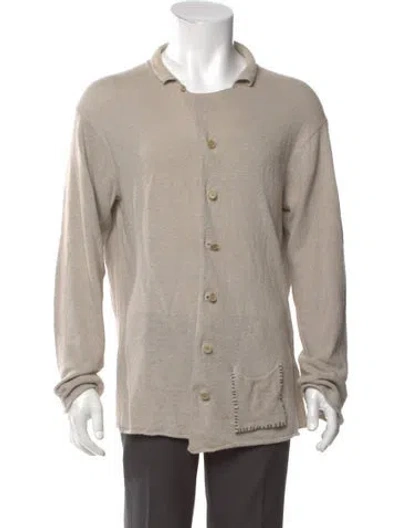 Pre-owned Yohji Yamamoto Pour Homme Mock Neck Long Sleeve Cardigan In Neutral