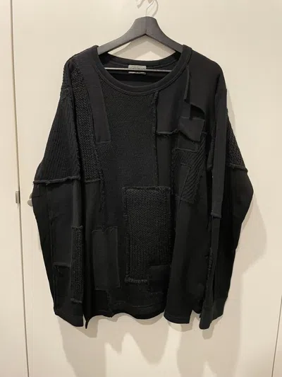 Pre-owned Yohji Yamamoto Pour Homme Patchwork Knit Sweater In Black