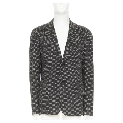 Pre-owned Yohji Yamamoto Pour Homme Polka Dot Unstructured 2-button Blazer Jp3 L In Black