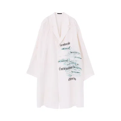 Pre-owned Yohji Yamamoto Pour Homme Sakana Long Jacket 'white' | Men's Size 3