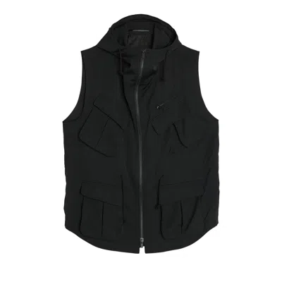 Pre-owned Yohji Yamamoto Pour Homme Wrinkle Gabardine Hooded Vest 'black' | Men's Size 3