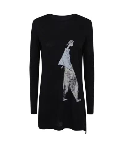 YOHJI YAMAMOTO YOHJI YAMAMOTO GRAPHIC LONG SLEEVE DRESS