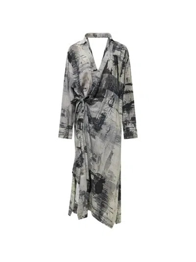 Yohji Yamamoto Relaxed Fit Shirt Dress In Gray