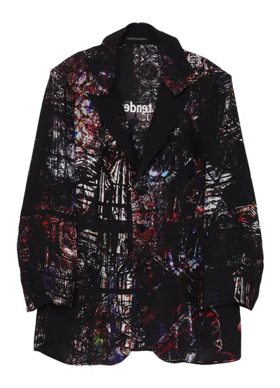 Yohji Yamamoto Stained Glass Printed Message Blazer In Black