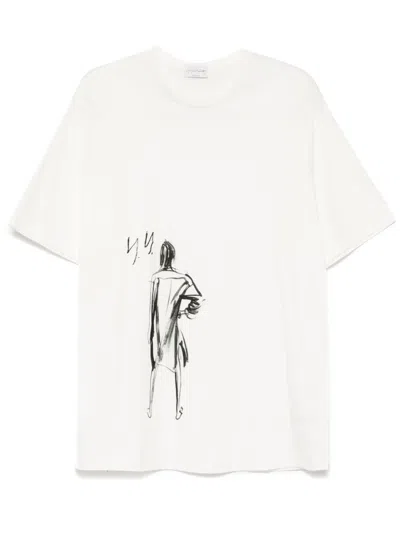 Yohji Yamamoto T-shirt Mit Print In Weiss