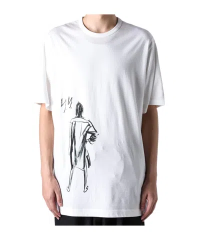 Yohji Yamamoto Printed Jersey T-shirt In White