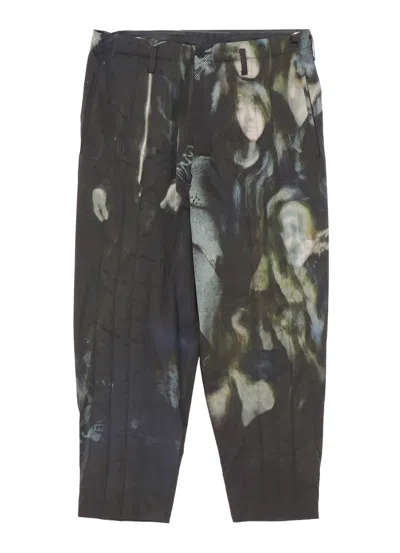 Yohji Yamamoto Color Adjustment Print Padded Trousers In Gray