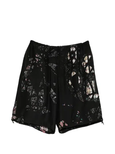 Yohji Yamamoto Printed Single-welt Shorts In Black