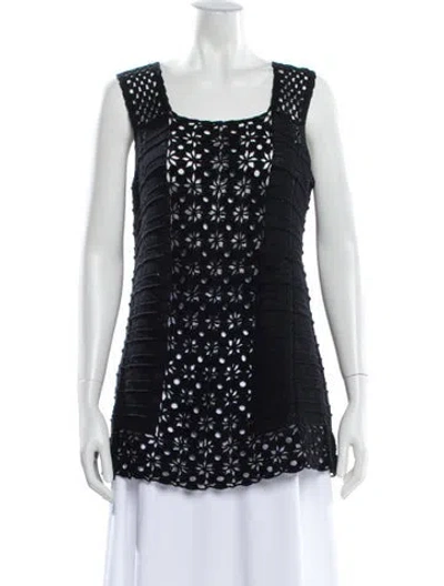 Pre-owned Yohji Yamamoto Printed Square Neckline Tunic In Black