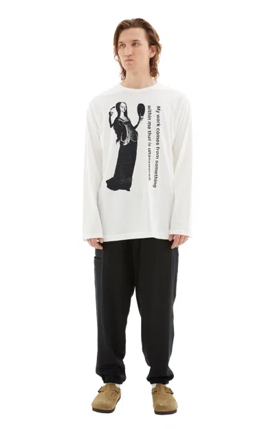 Yohji Yamamoto Graphic-print Cotton T-shirt In Off White