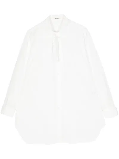 Yohji Yamamoto Pussy-bow Cotton Shirt In White
