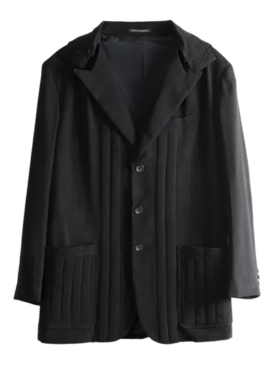 Yohji Yamamoto Quilted-detail Hooded Blazer In Black