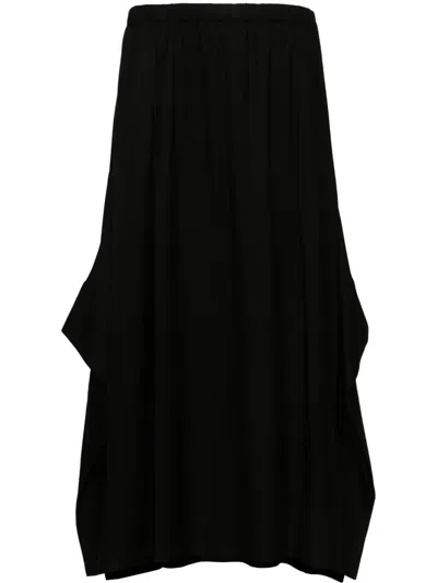 Yohji Yamamoto R-cuff Midi Skirt In Black