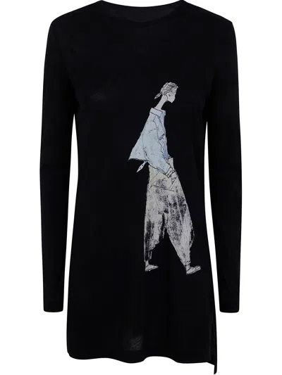 Yohji Yamamoto Graphic-print Mini Dress In Black