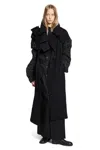 Yohji Yamamoto R Double Layered Belted Coat In Black