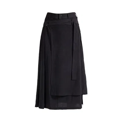 Pre-owned Yohji Yamamoto R Pleats Double Layered Skirt 'black' | Women's Size 2