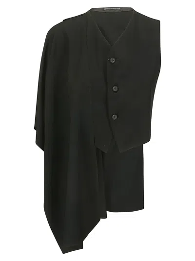 Yohji Yamamoto R Stole Detail Waistcoat In Black