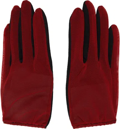 Yohji Yamamoto Red & Black Short Combi Gloves In 2 Red