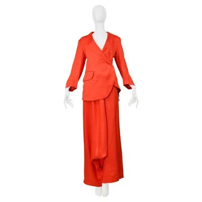 Pre-owned Yohji Yamamoto Red Linen Jacket And Harem Pants