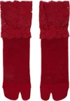 Yohji Yamamoto Red Mesh/lace Tabi Socks In 2 Red