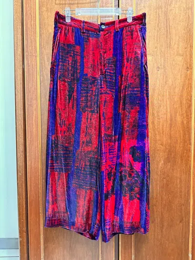 Pre-owned Yohji Yamamoto Red Silk Velvet Wide Pants