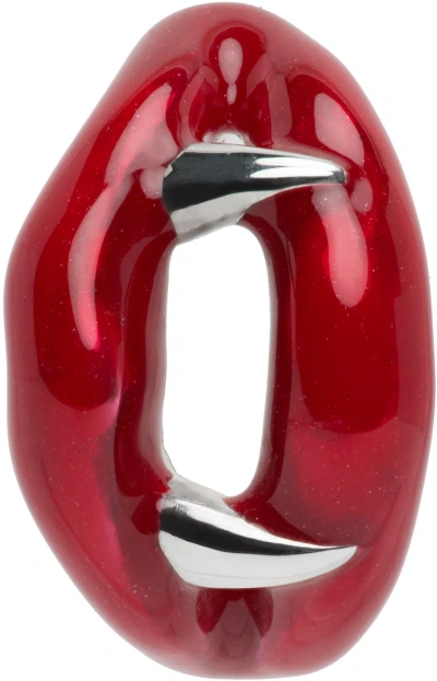 Yohji Yamamoto Red Vampire Single Earring In 1 Silver