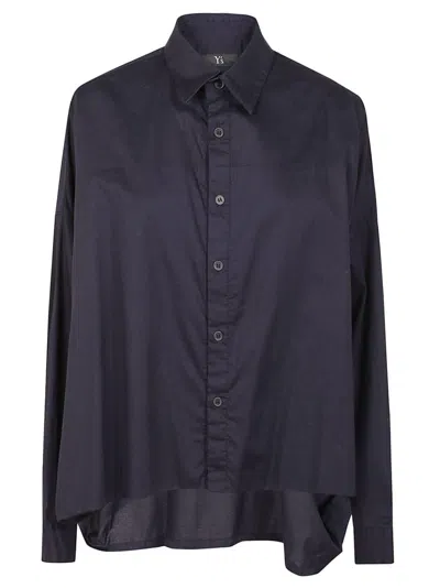 YOHJI YAMAMOTO YOHJI YAMAMOTO RELAXED FIT BLACK COTTON SHIRT WITH BUTTON-DOWN FRONT