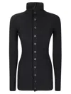 Yohji Yamamoto High-neck Ribbed Buttoned Cardigan In Black