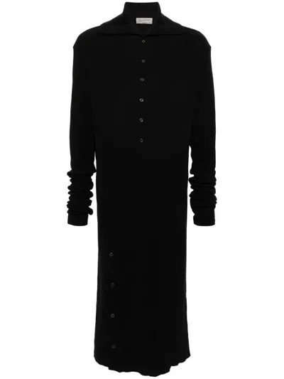 Yohji Yamamoto Ribbed-knit Cotton Jumper In Black