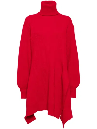 Yohji Yamamoto Roll-neck Asymmetric Jumper In Red