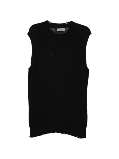 Yohji Yamamoto Rope-pattern Distressed Vest In Black