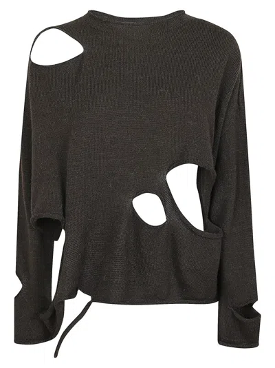 YOHJI YAMAMOTO ROUND NECK SWEATER WITH STRATEGIC CUTOUTS