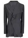 Yohji Yamamoto Rounded Hem Casual Jacket With Refined Texture In Black