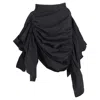 Yohji Yamamoto Ruched Asymmetric Skirt In Black Nylon In Black