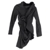 Yohji Yamamoto Ruched Mini Dress In Black Polyester In Black