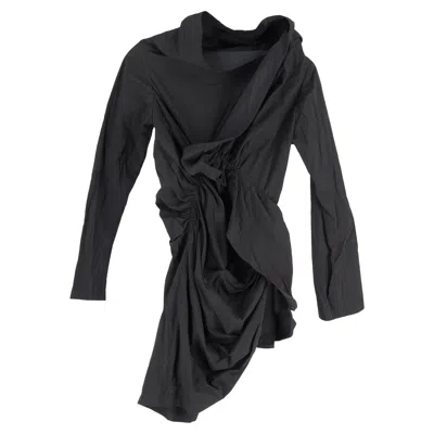 Yohji Yamamoto Ruched Mini Dress In Black Polyester